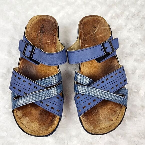 Flexus by Spring Step Denia Slide Sandals Blue Size 6 - Picture 11 of 11